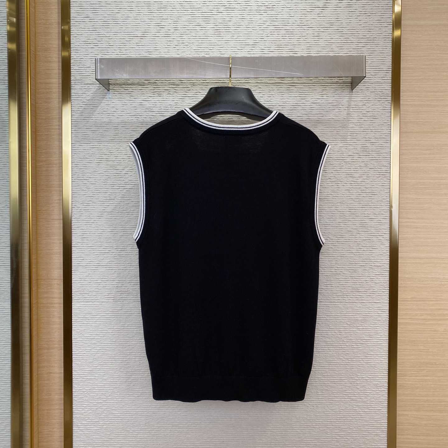 Celine Triomphe V-Neck Wool Sweater Vest - DesignerGu