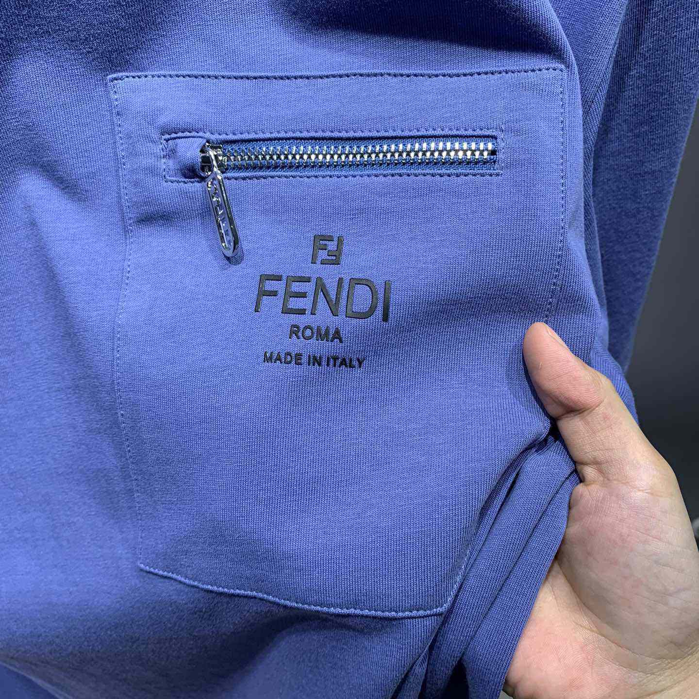 Fendi Blue Cotton T-shirt - DesignerGu