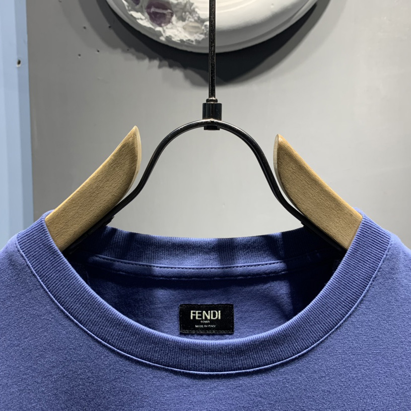 Fendi Blue Cotton T-shirt - DesignerGu