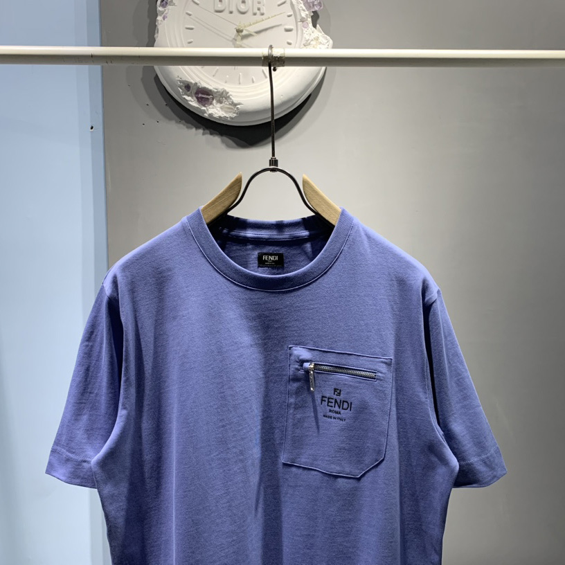 Fendi Blue Cotton T-shirt - DesignerGu