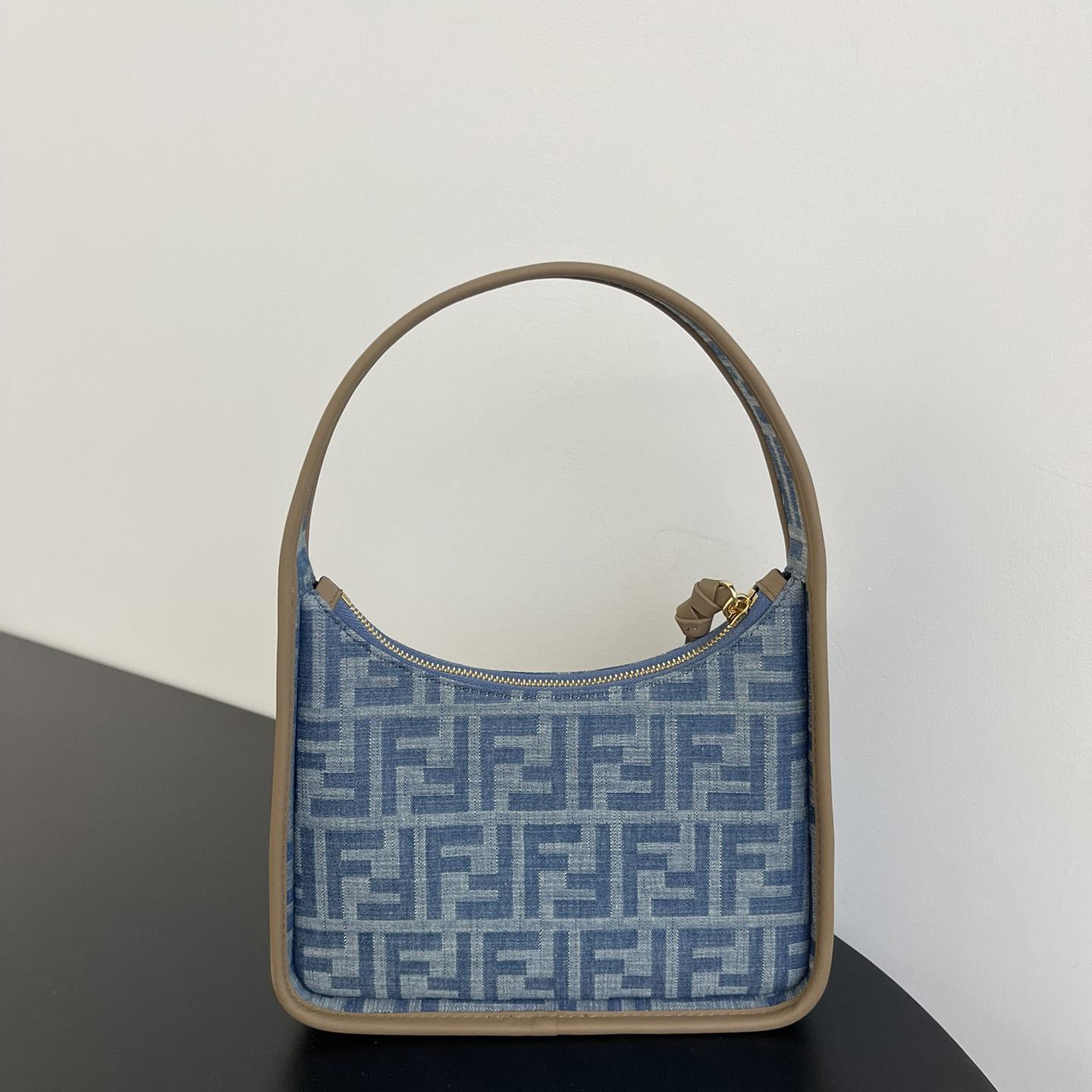 Fendi Mini Fendessence Light Blue FF Denim Fabric Mini Bag - DesignerGu