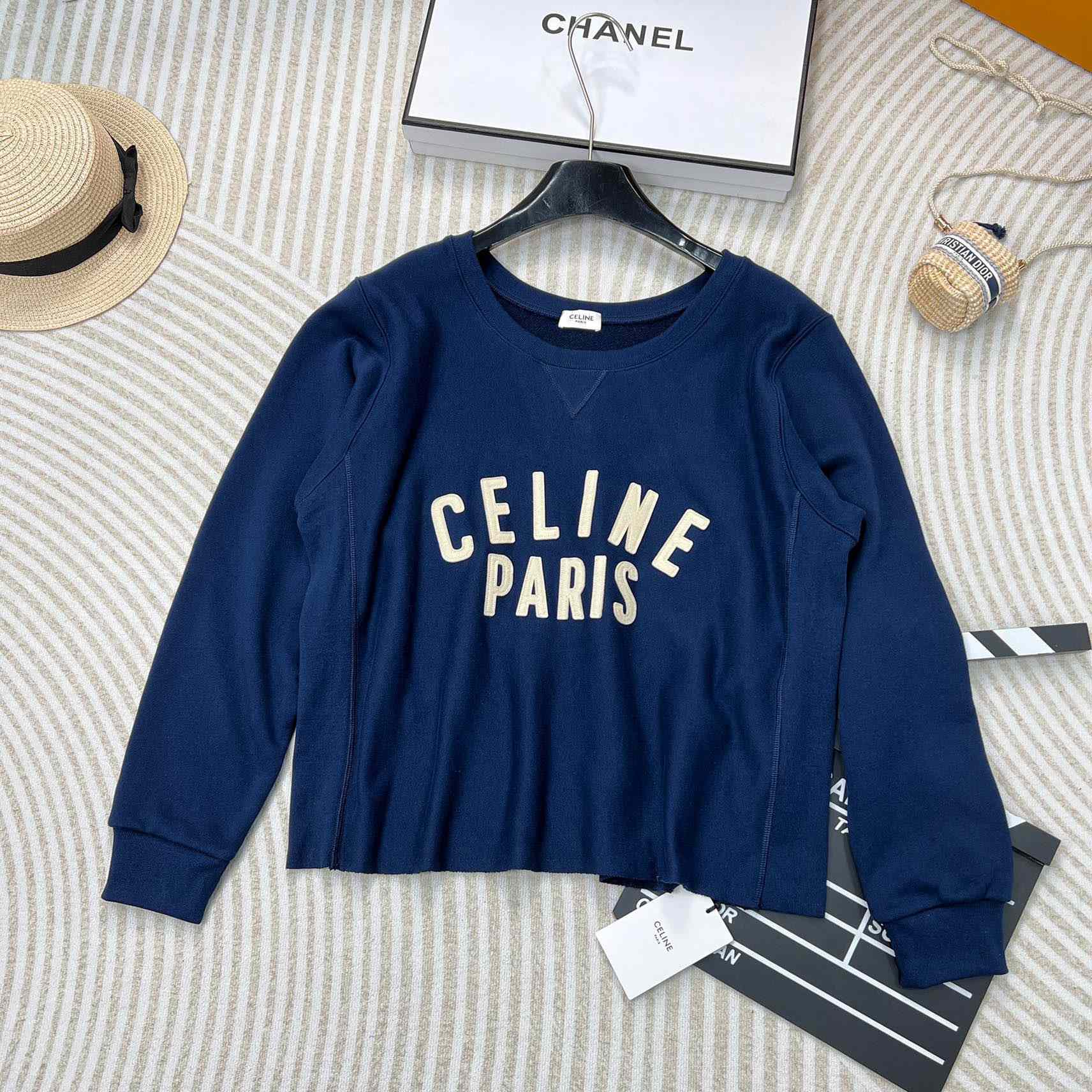 Celine Paris Loose Sweatshirt In Cotton Fleece - DesignerGu