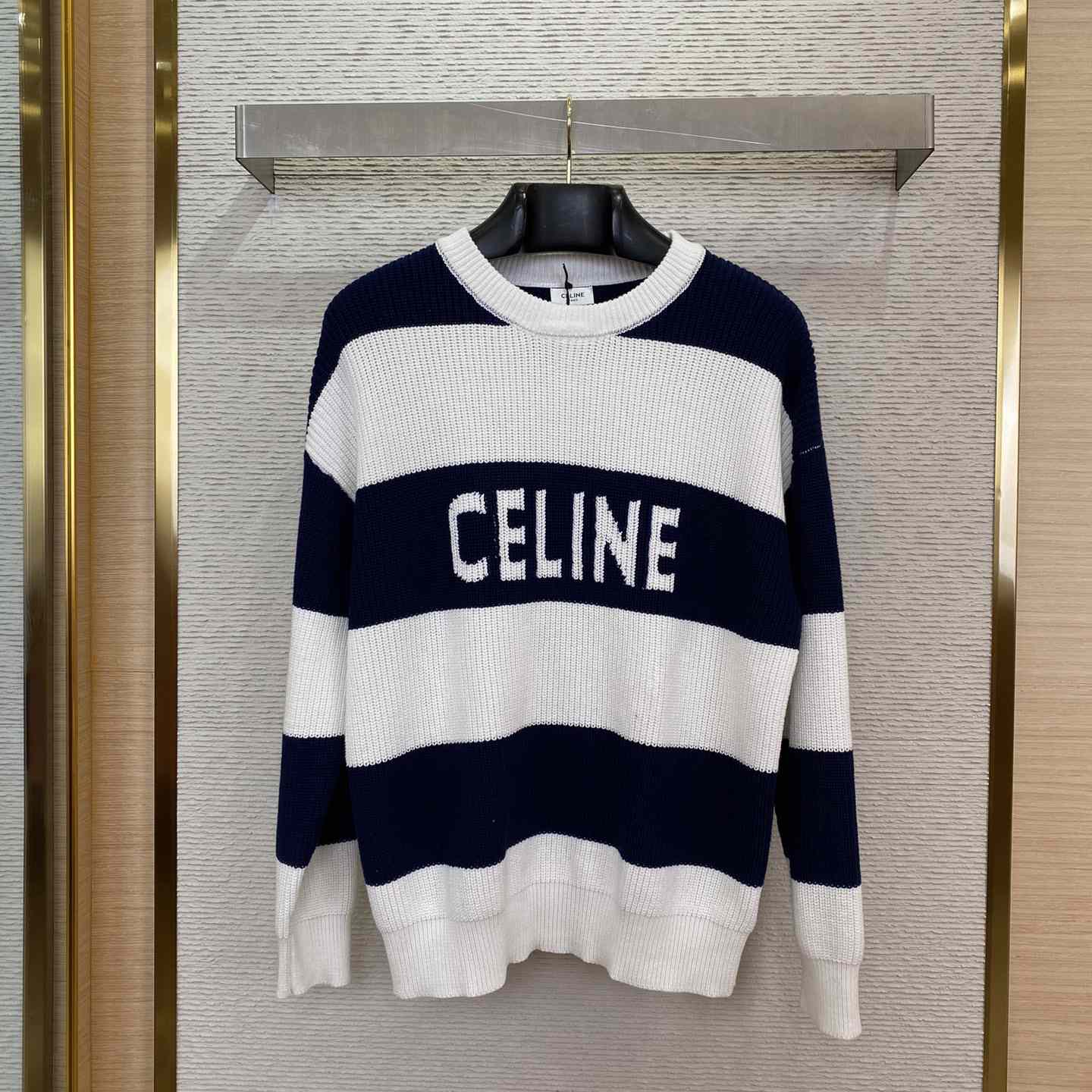 Celine Oversized Sweater In Striped Cotton - DesignerGu