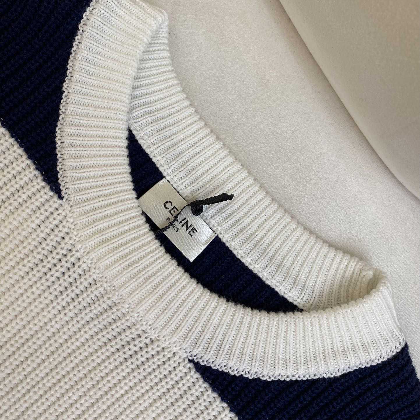 Celine Oversized Sweater In Striped Cotton - DesignerGu