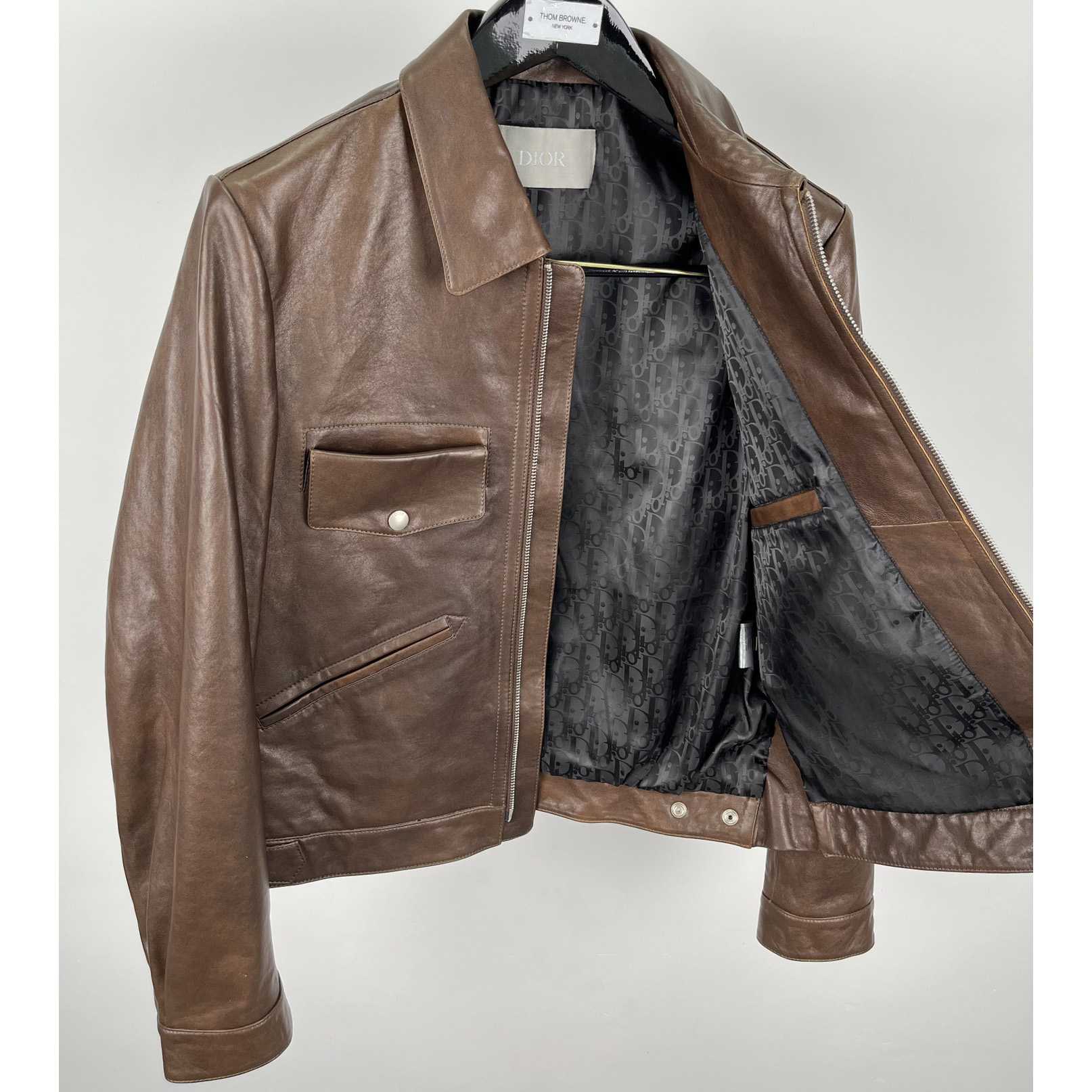 Dior Zipped Jacket Brown Napa Calfskin - DesignerGu