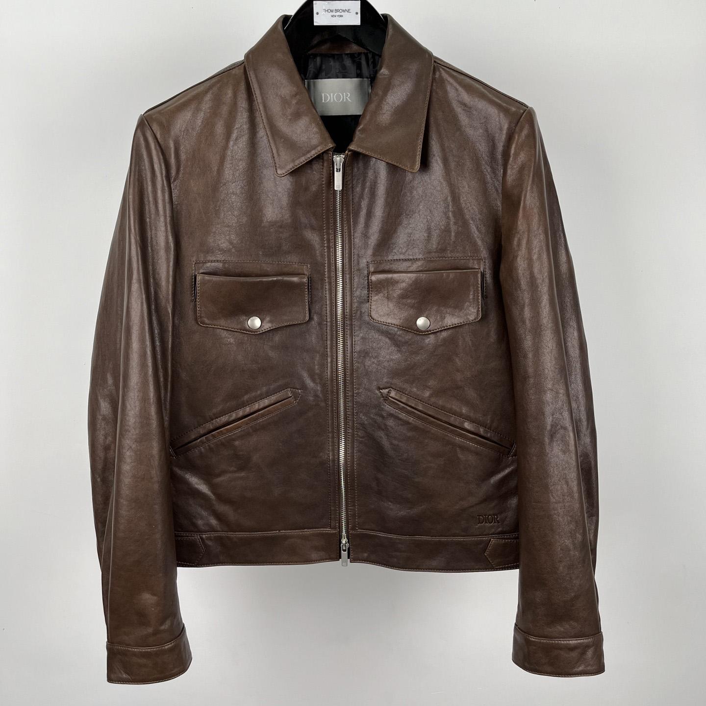 Dior Zipped Jacket Brown Napa Calfskin - DesignerGu