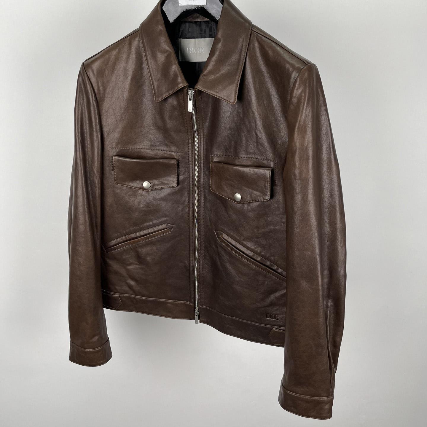 Dior Zipped Jacket Brown Napa Calfskin - DesignerGu