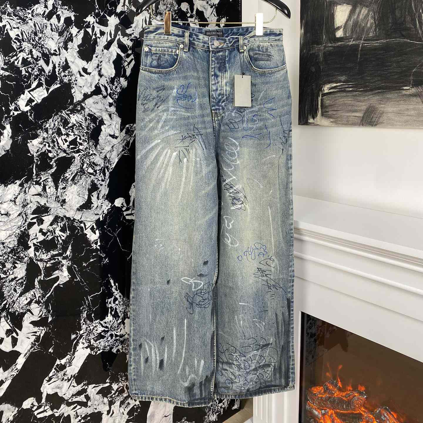 Balenciaga Graffiti Baggy Jeans - DesignerGu