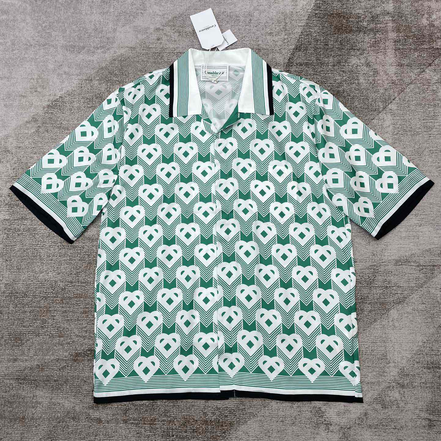 Casablanca Cuban Collar Short-Sleeve Shirt 'Heart Monogram Sport'   CA3482 - DesignerGu