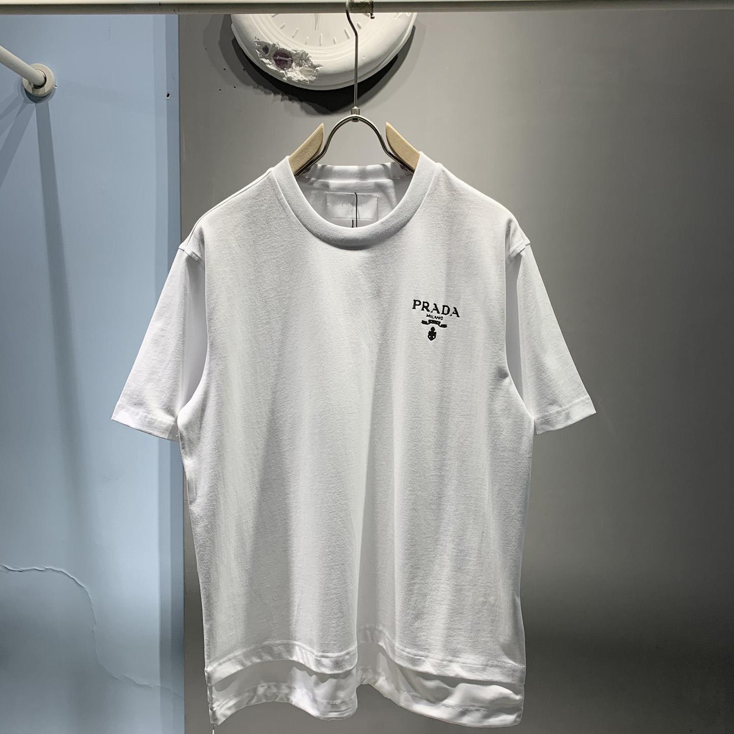 Prada Cotton T-Shirt With Re-Nylon Details - DesignerGu