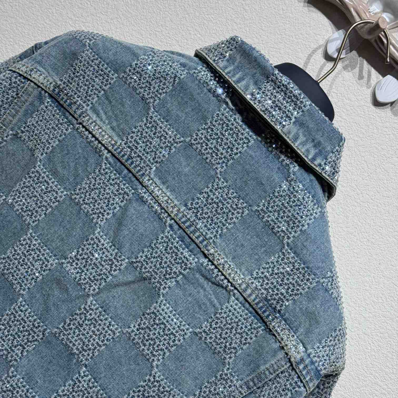 Louis Vuitton Embellished Damier Denim Jacket  1AFWXC - DesignerGu