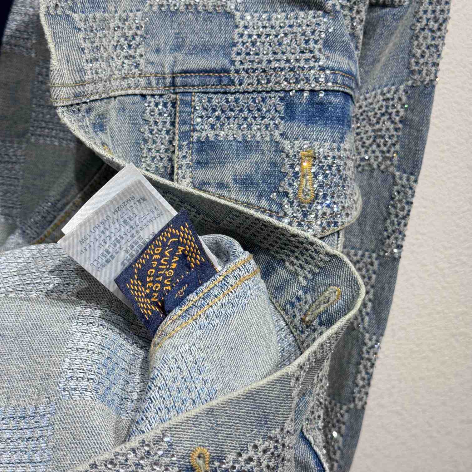 Louis Vuitton Embellished Damier Denim Jacket  1AFWXC - DesignerGu