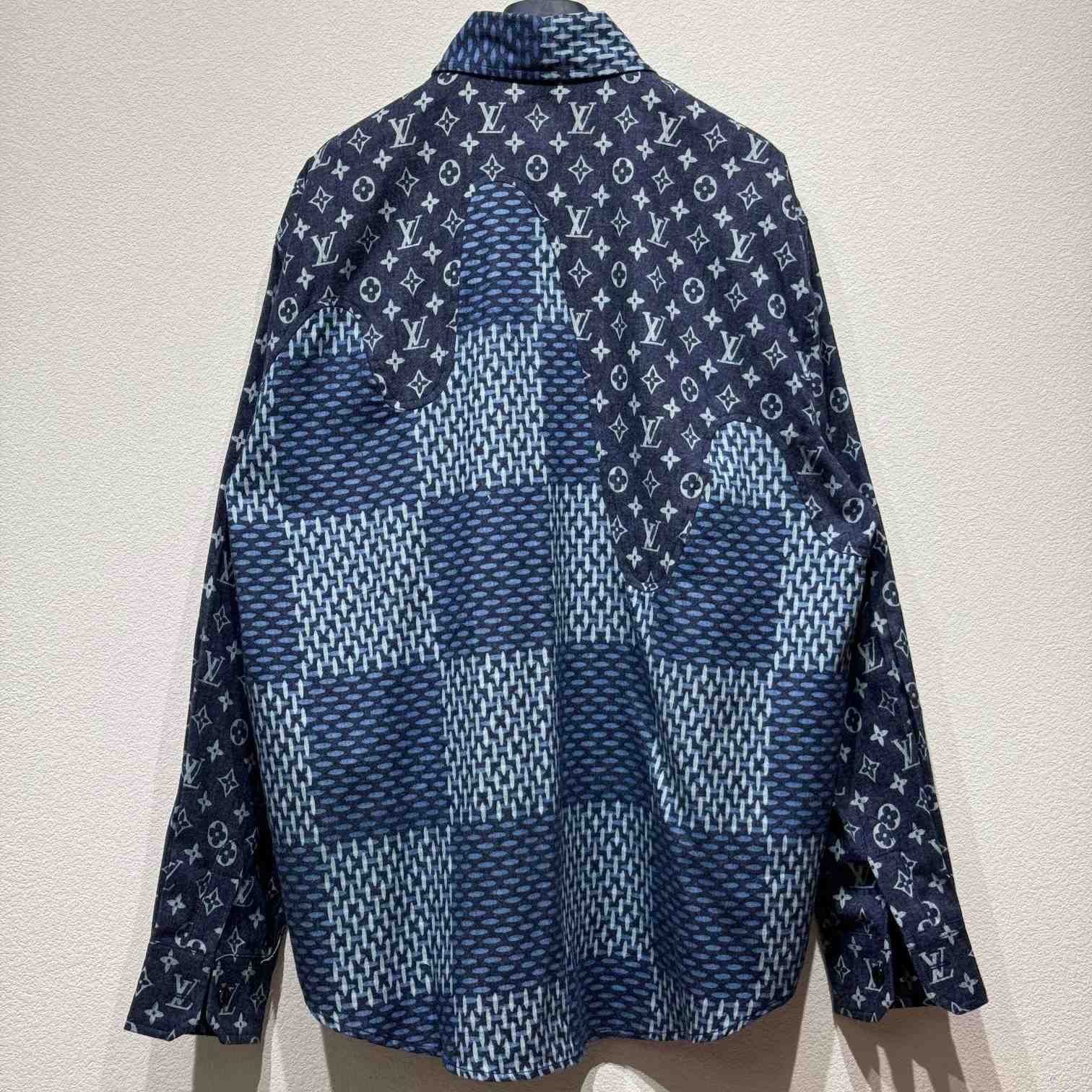 Louis Vuitton x Nigo MNGM Waves Giant Damier Flannel Shirt - DesignerGu