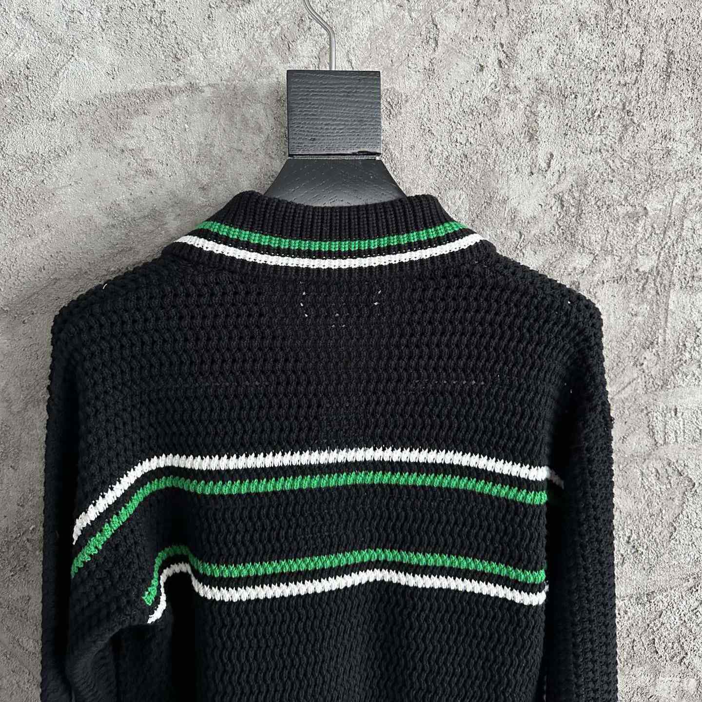 Casablanca Men's Black 'Crochet Effect Tennis Shacket' Cardigan - DesignerGu