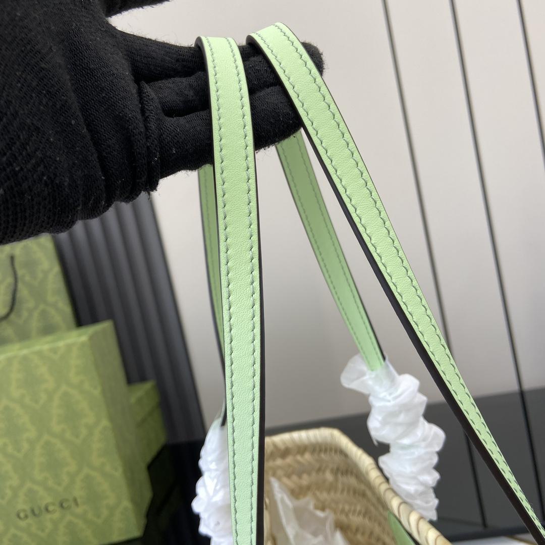 Gucci Small Straw Tote With Gucci Logo - DesignerGu