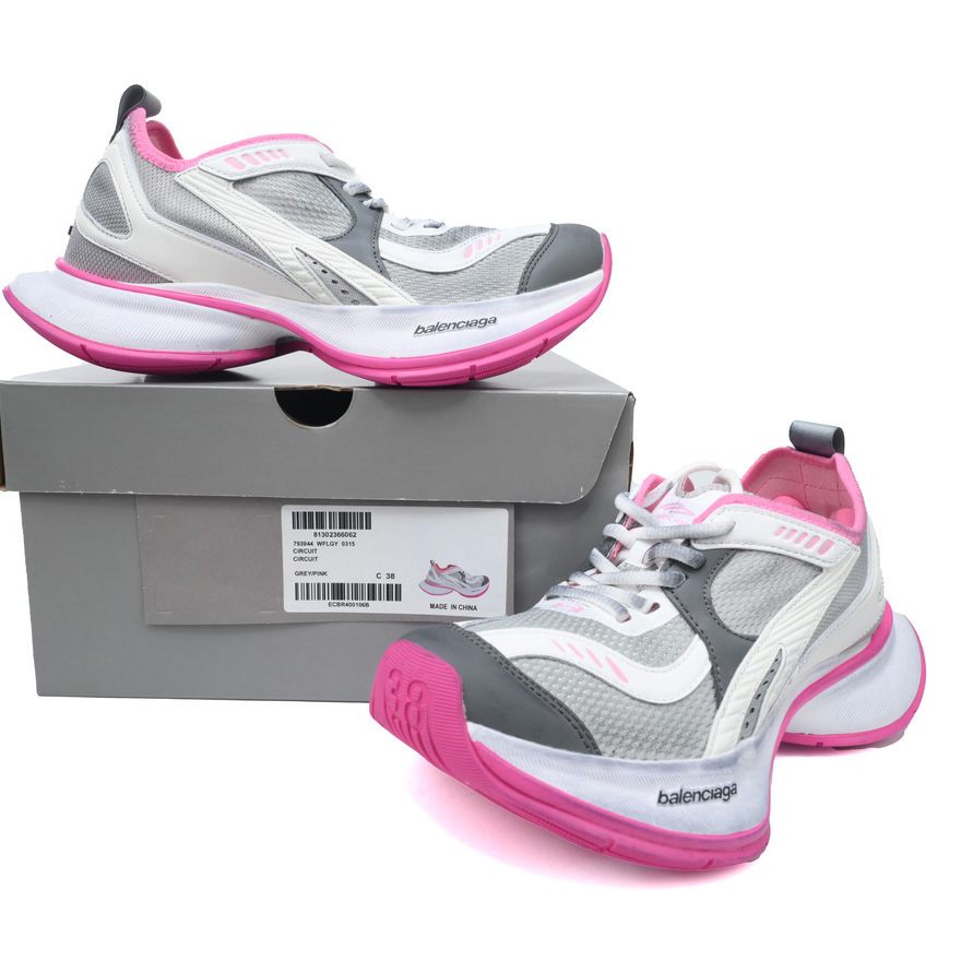 Balenciaga Circuit Sneaker In Grey, White And Pink - DesignerGu