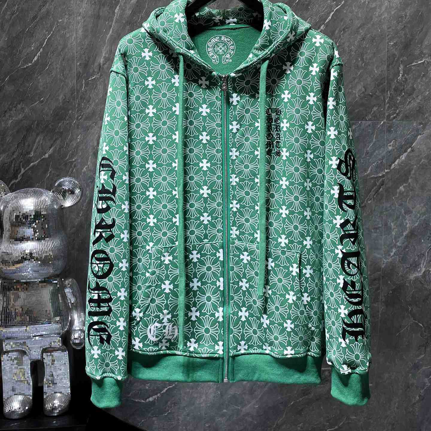 Chrome Hearts Horseshoe Zip Up Hoodie "Motif Green" - DesignerGu