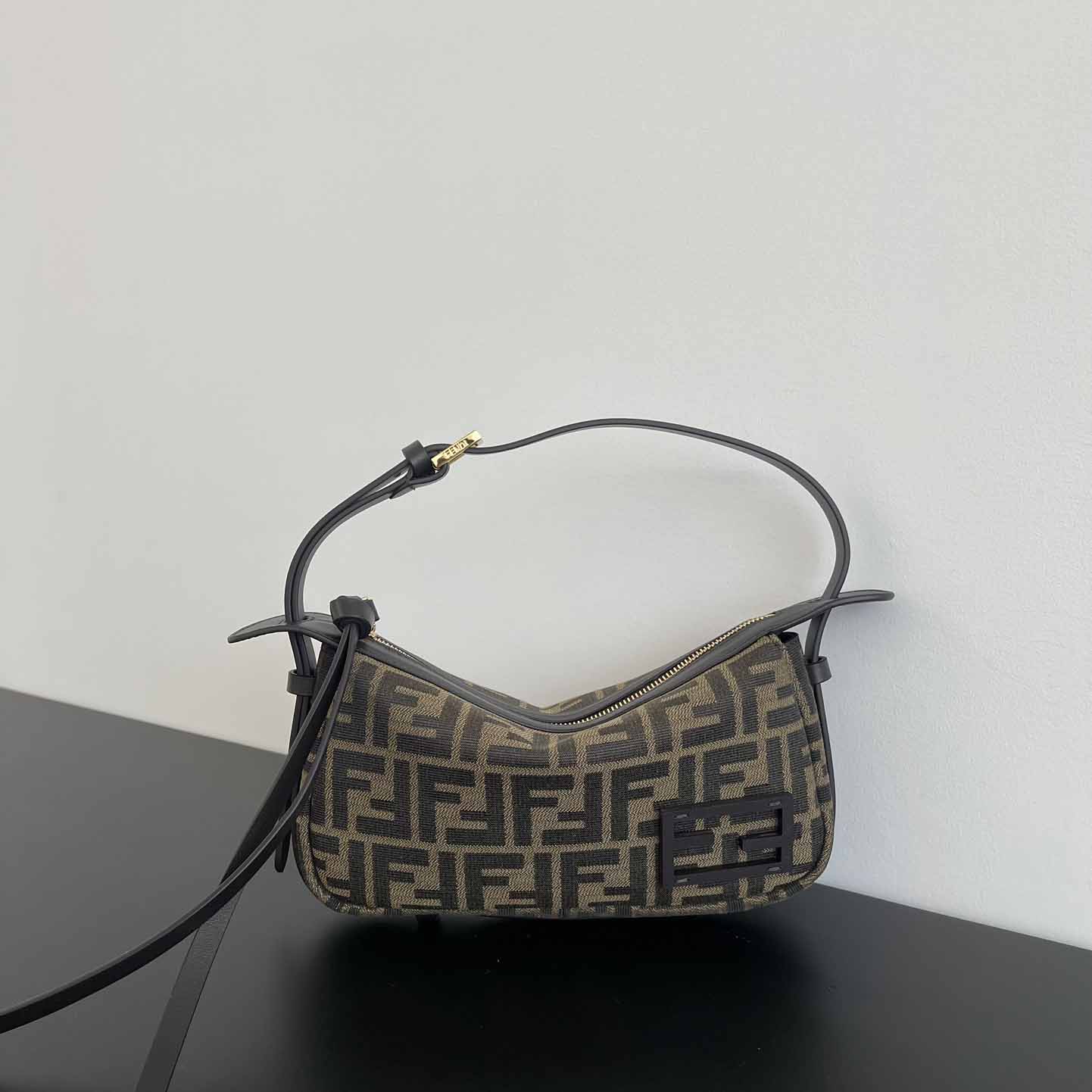 Fendi Simply Fendi Mini Brown FF Jacquard Fabric Mini Bag - DesignerGu