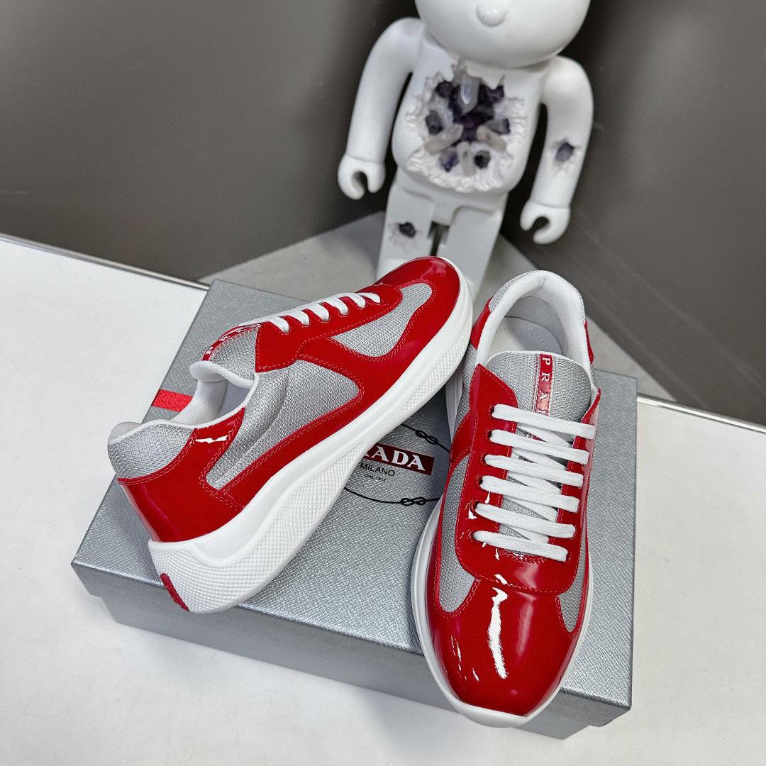 Prada Patent Leather And Technical Fabric Prada America's Cup Sneakers - DesignerGu