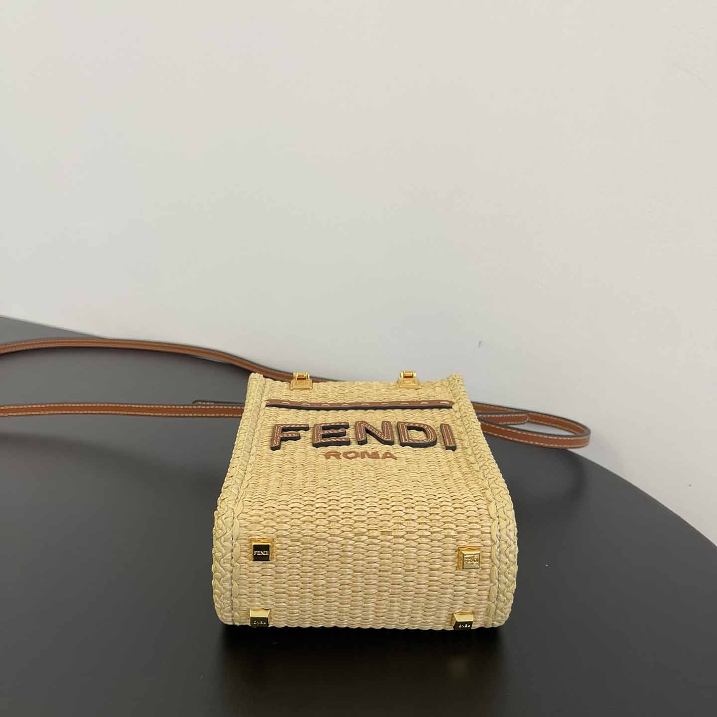 Fendi Mini Sunshine Shopper Beige Cotton Fiber Mini-bag - DesignerGu