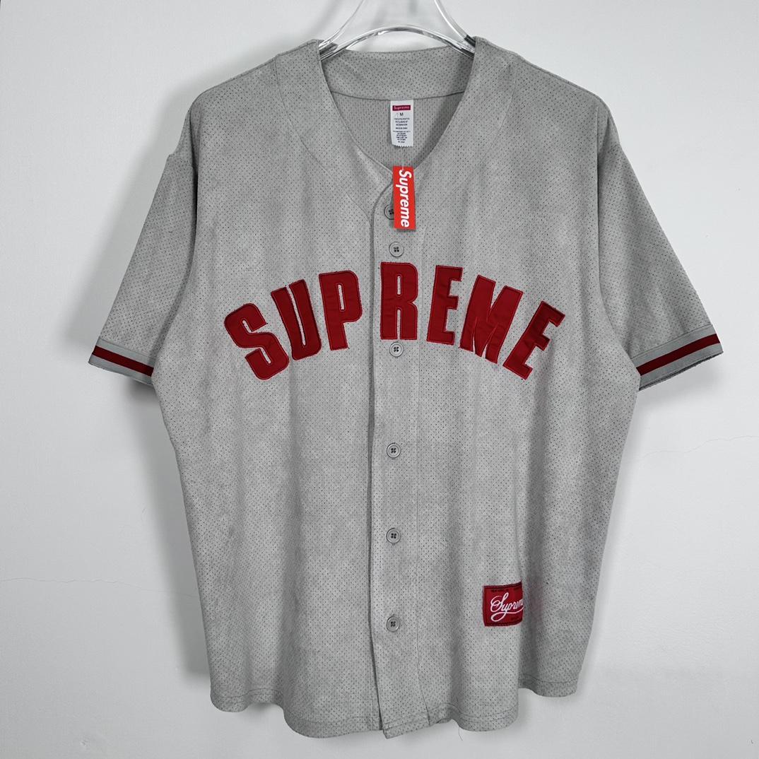 Supreme Ultrasuede Mesh Baseball Jersey - DesignerGu