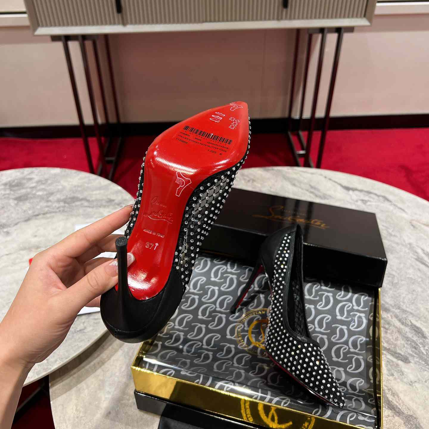 Christian Louboutin Apostropha Mesh Stras  80 mm - DesignerGu