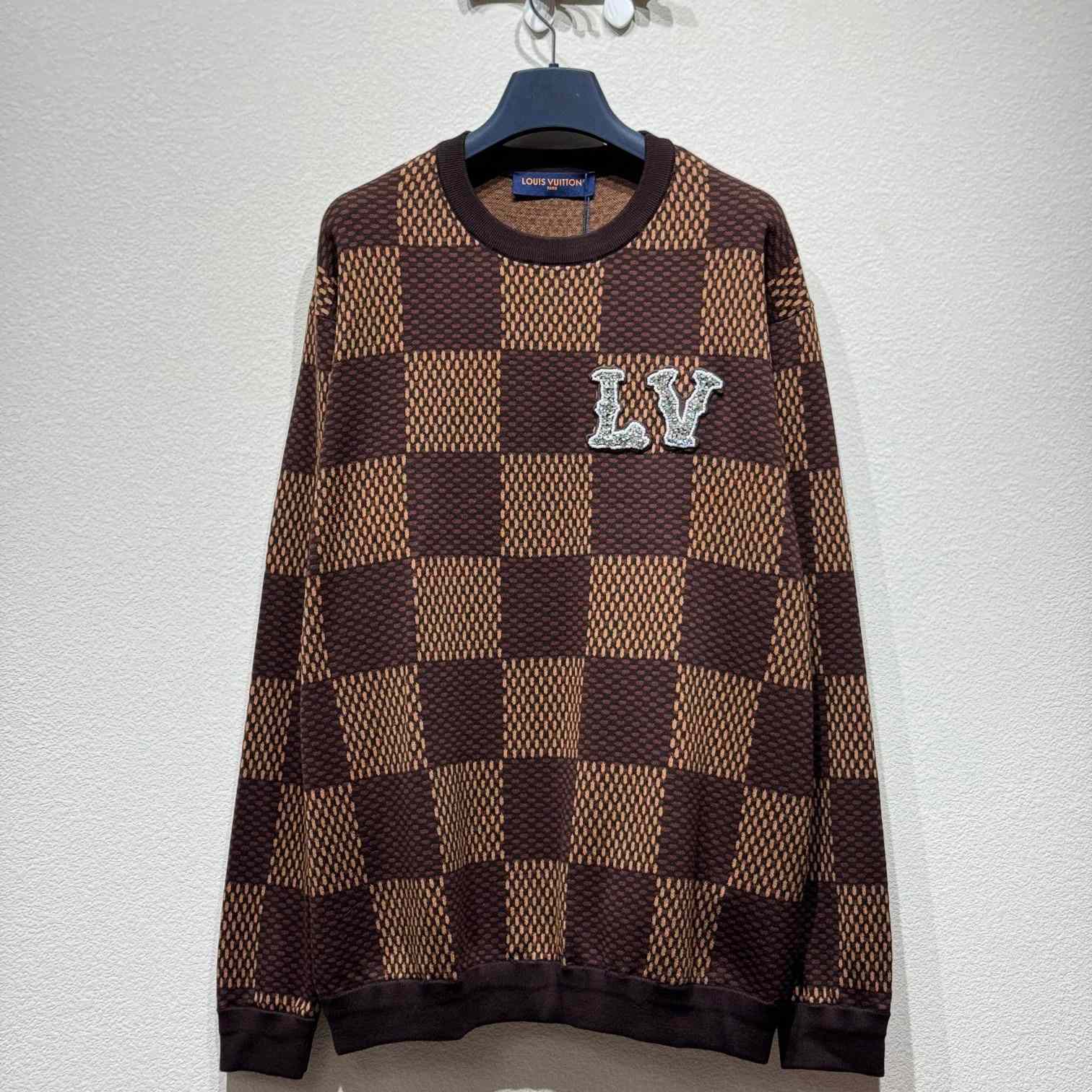 Louis Vuitton  Damier Crewneck With Crystal LV Patch - DesignerGu