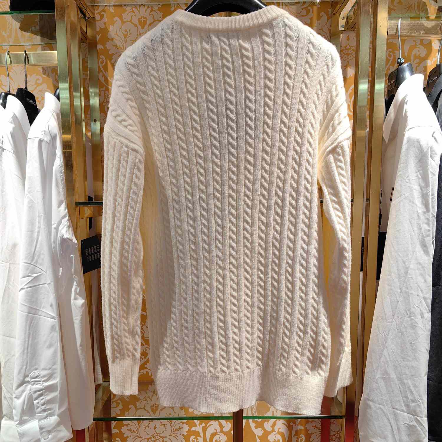 Dolce & Gabbana White Logo-embroidery Virgin Wool Jumper - DesignerGu