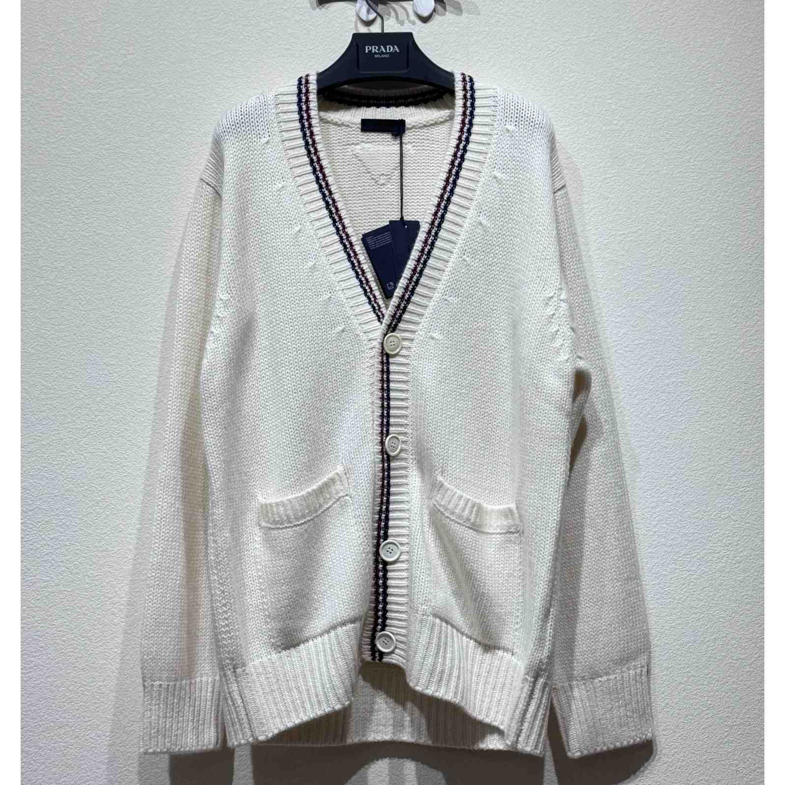 Prada Stripe-trim Cashmere Cardigan - DesignerGu