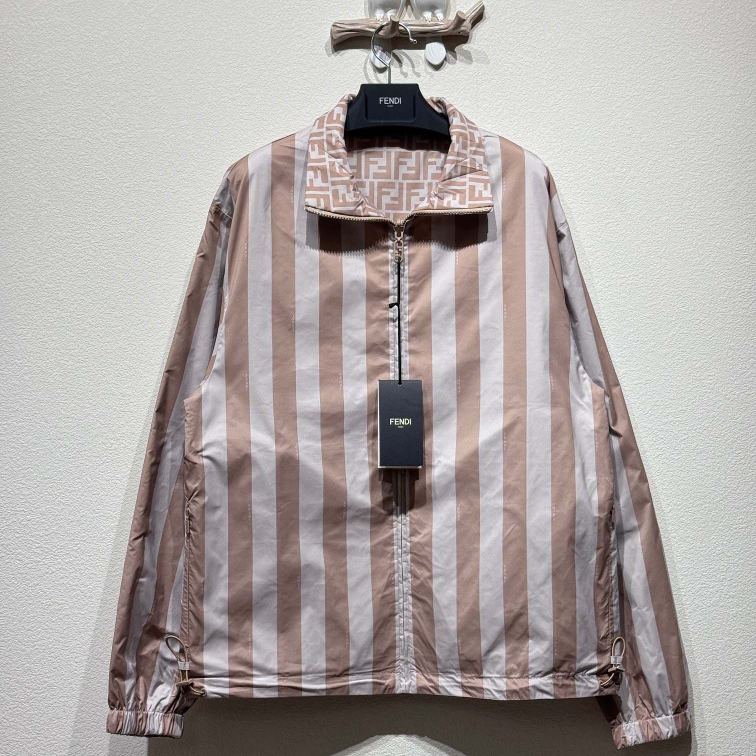 Fendi Beige Pequin Nylon Windbreaker - DesignerGu