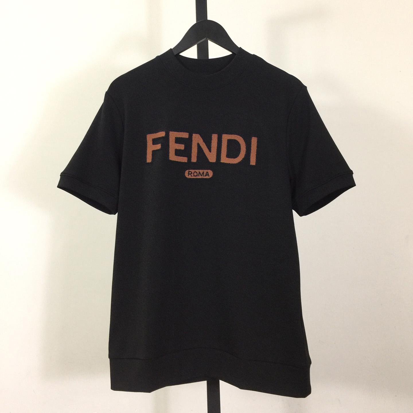 Fendi Black Cotton T-shirt - DesignerGu