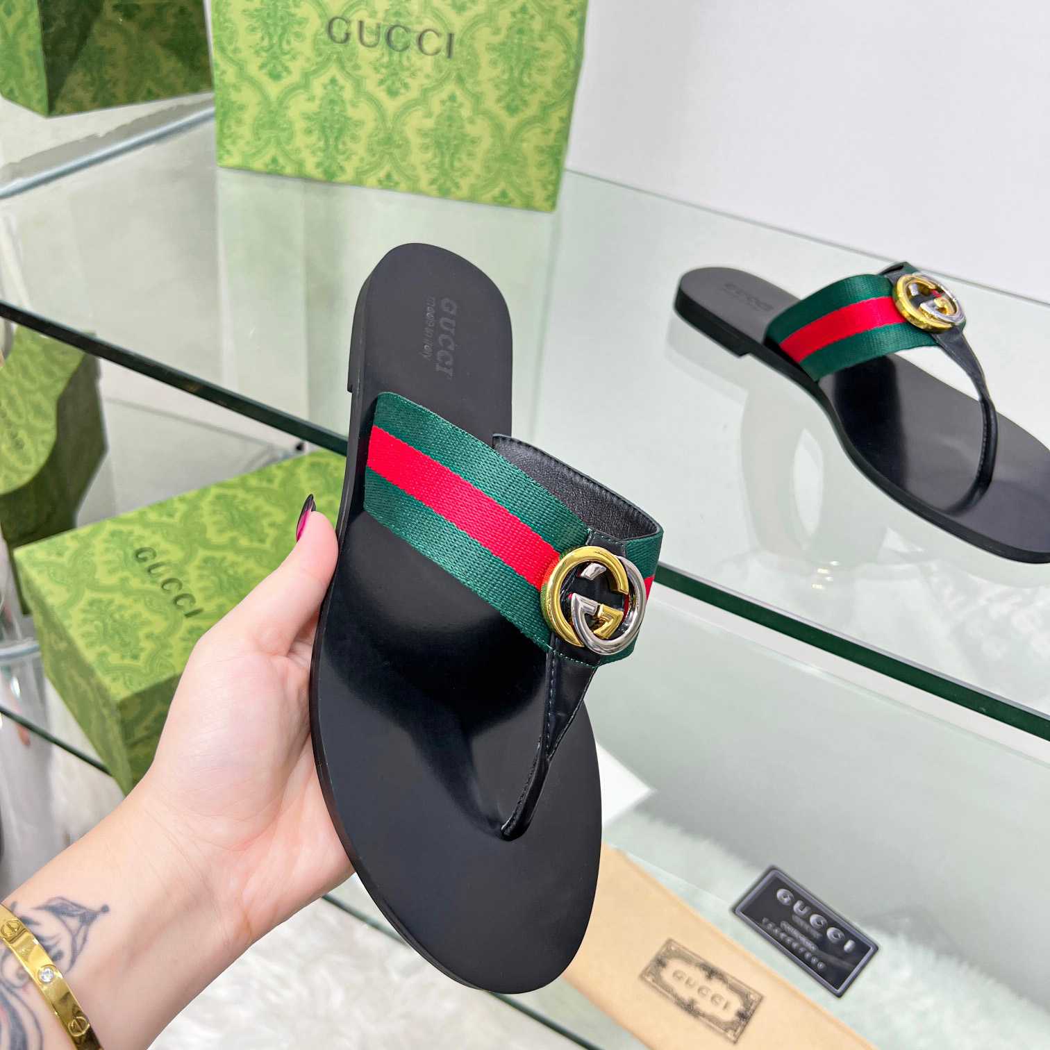 Gucci Women's Thong Sandal With Horsebit  - DesignerGu