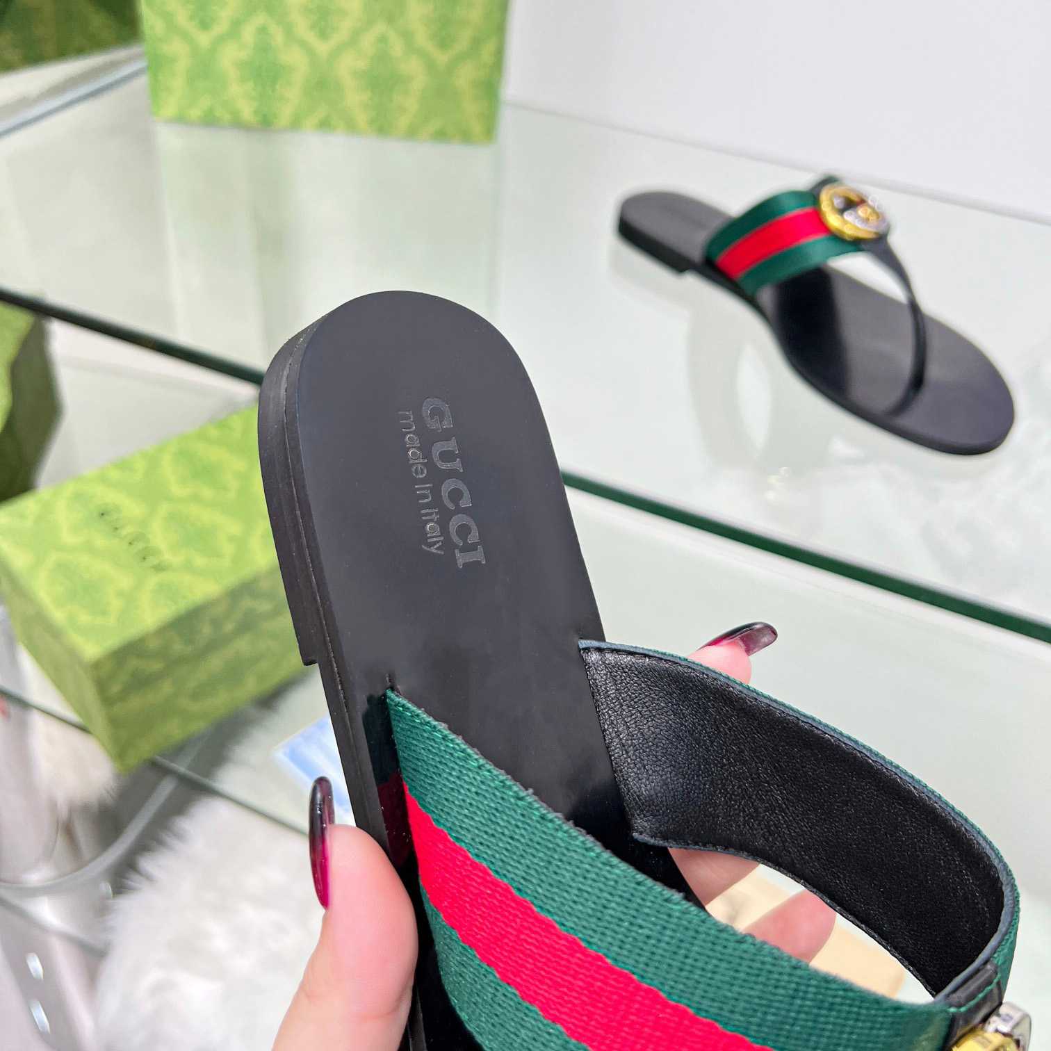 Gucci Women's Thong Sandal With Horsebit  - DesignerGu