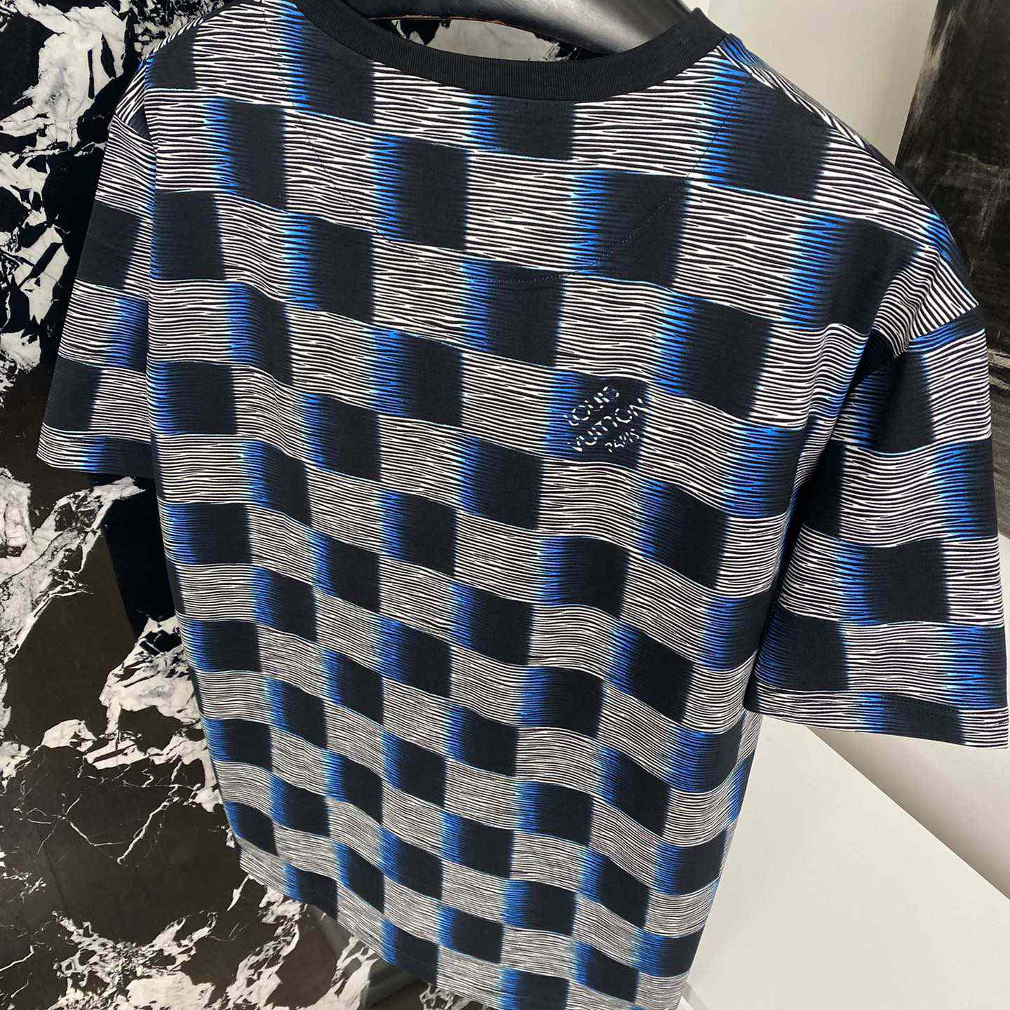 Louis Vuitton Damier Short-Sleeved Cotton T-Shirt   1AFB30 - DesignerGu