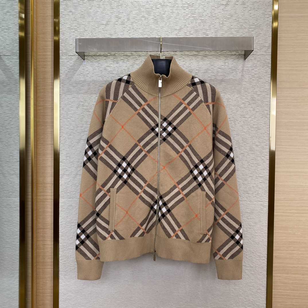 Burberry Check Wool Blend Track Jacket - DesignerGu