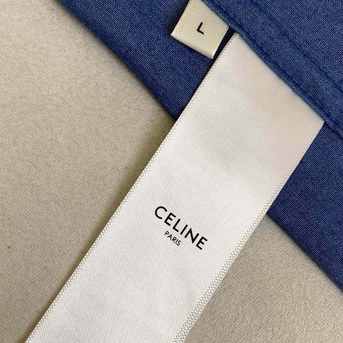 Celine Triomphe Cotton-Chambray Shirt - DesignerGu