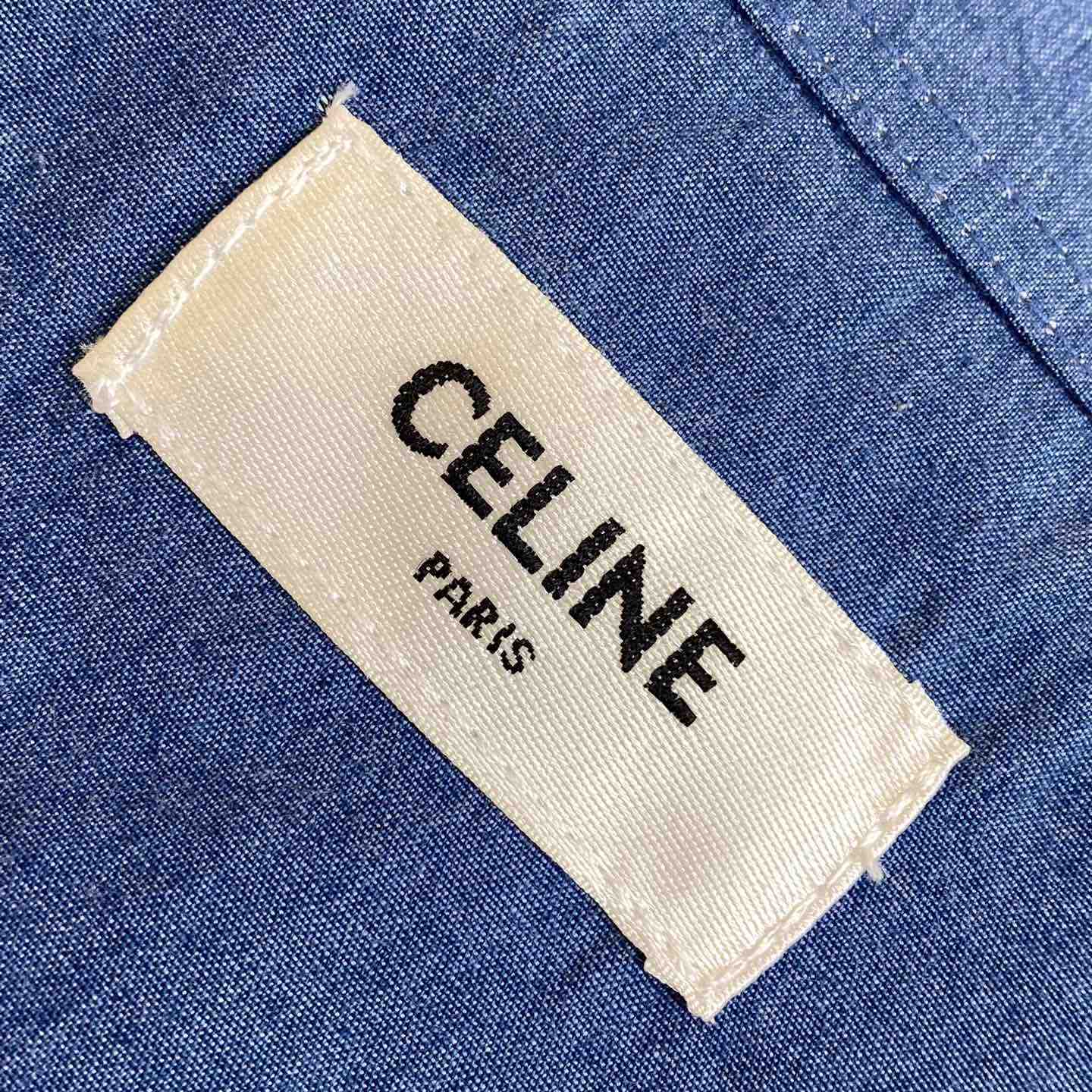 Celine Triomphe Cotton-Chambray Shirt - DesignerGu