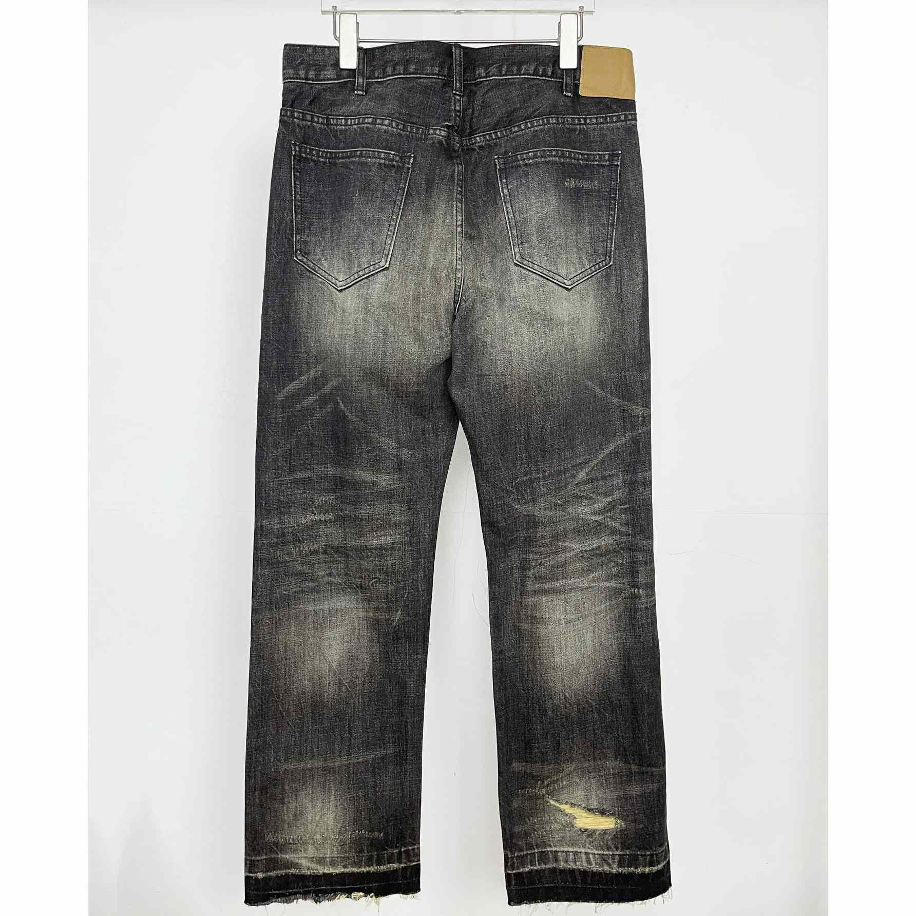 Celine Dirty Black Ripped Distressed Wesley Baggy Jeans - DesignerGu