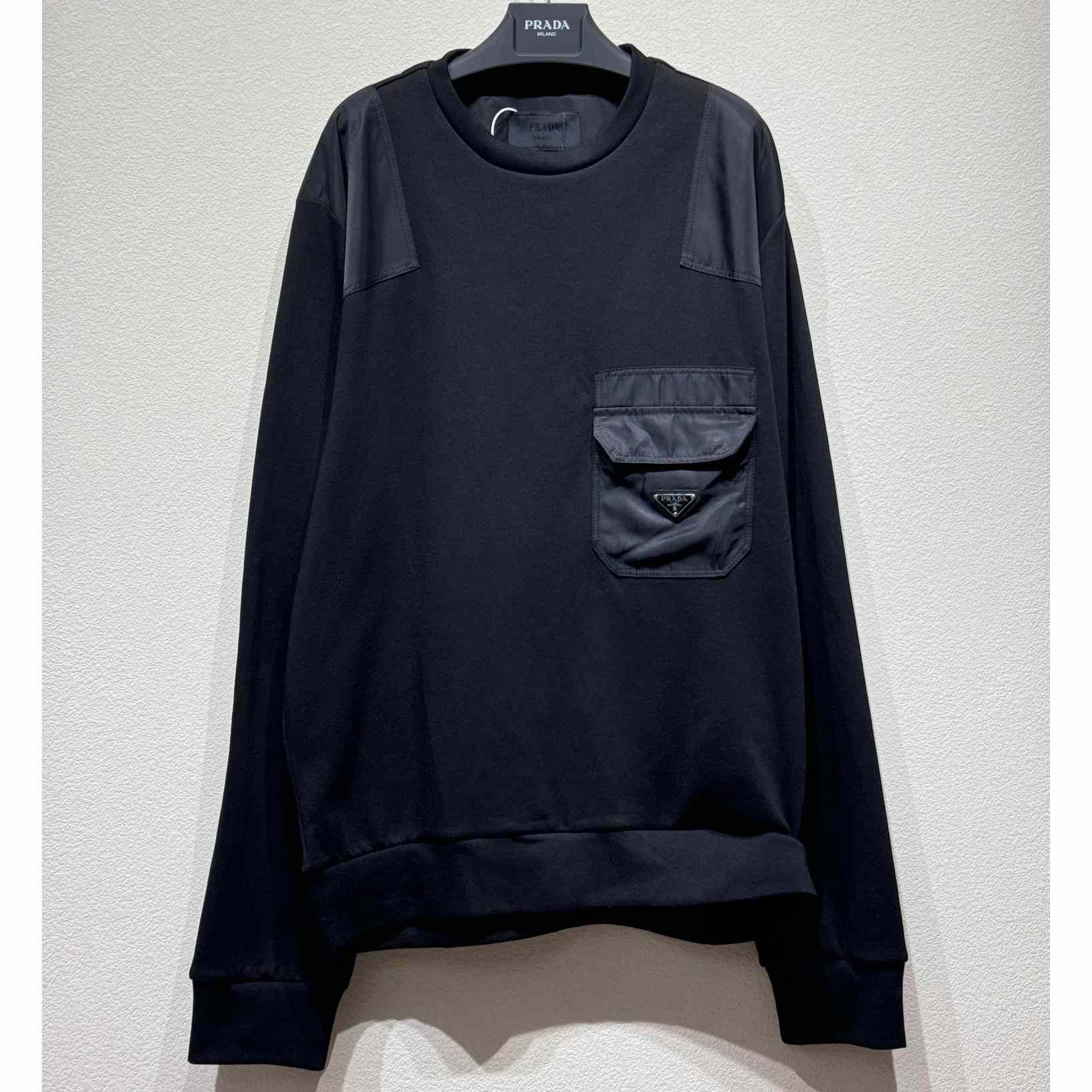 Prada Cotton Sweatshirt With Re-Nylon Details - DesignerGu