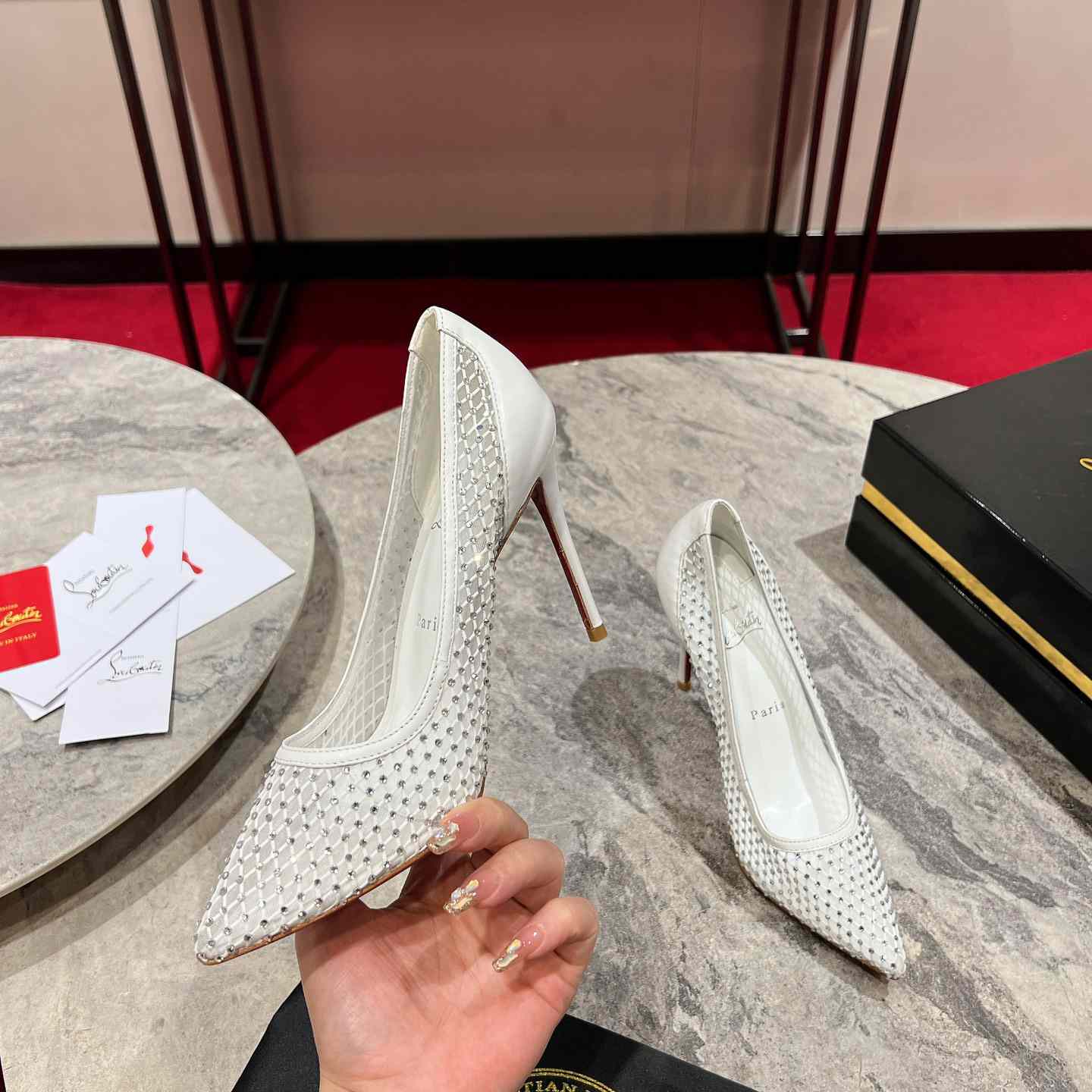 Christian Louboutin Apostropha Mesh Stras  80 mm - DesignerGu