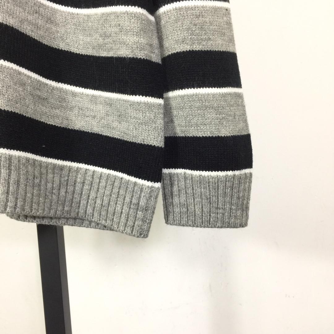 Celine Striped Triomphe Crew Neck Sweater In Wool - DesignerGu