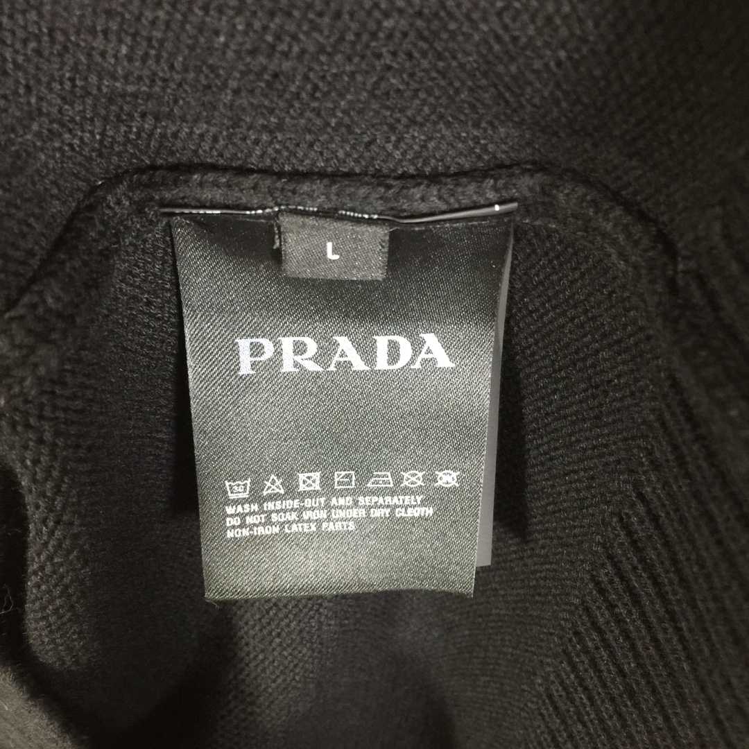 Prada Intarsia Knit Logo Zip-Up Cardigan - DesignerGu