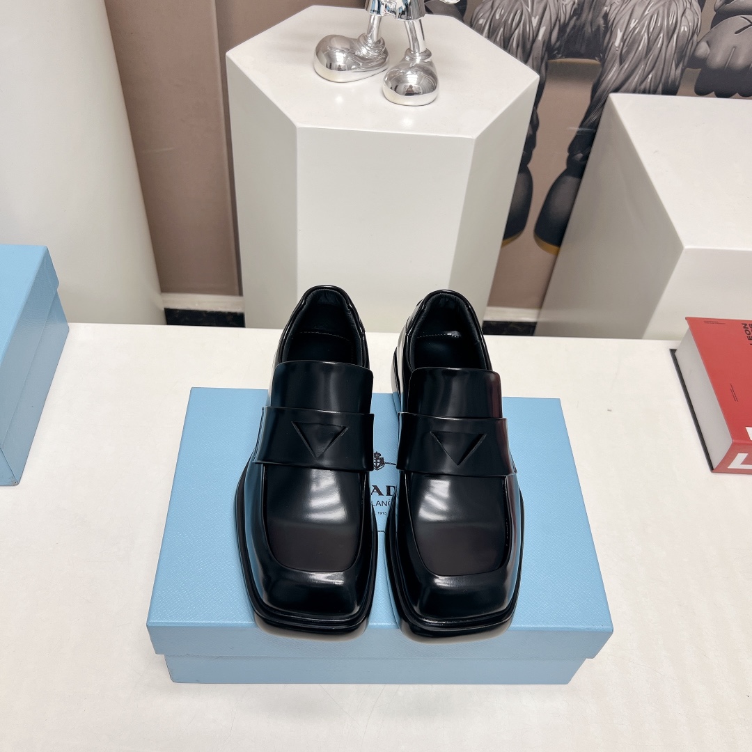 Prada Brushed Leather Loafers - DesignerGu