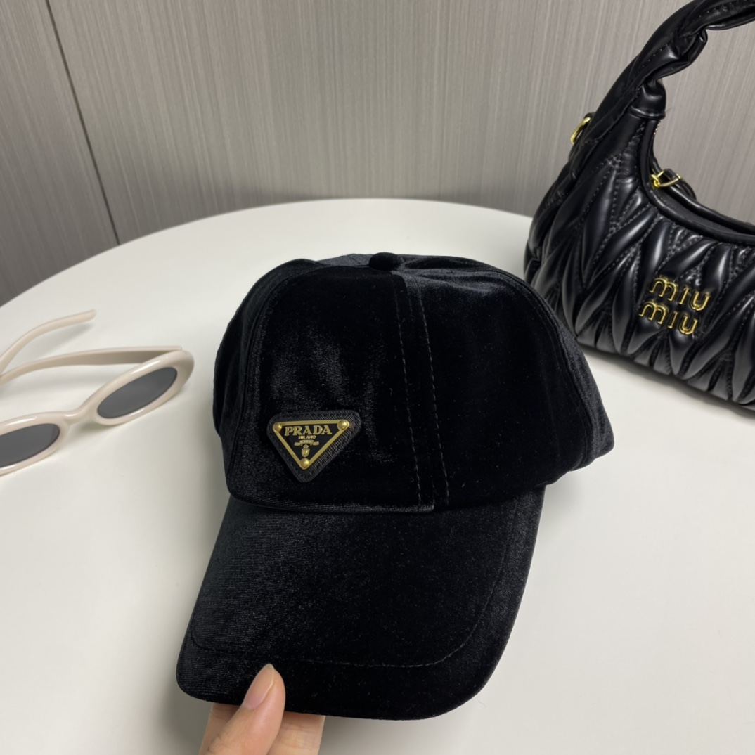 Prada Velvet Baseball Cap - DesignerGu