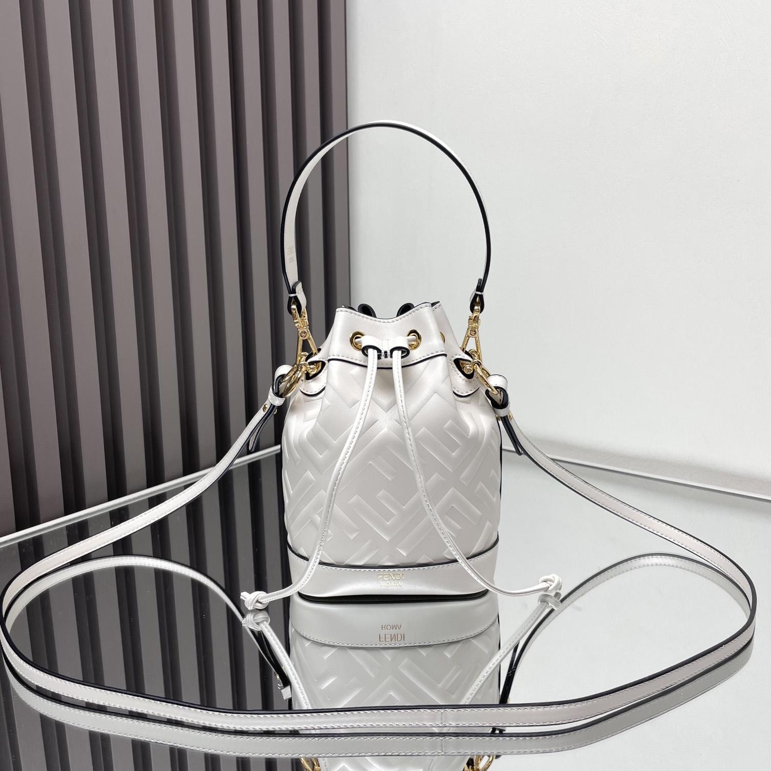 Fendi Mon Tresor White Leather Mini-bag With FF Motif - DesignerGu