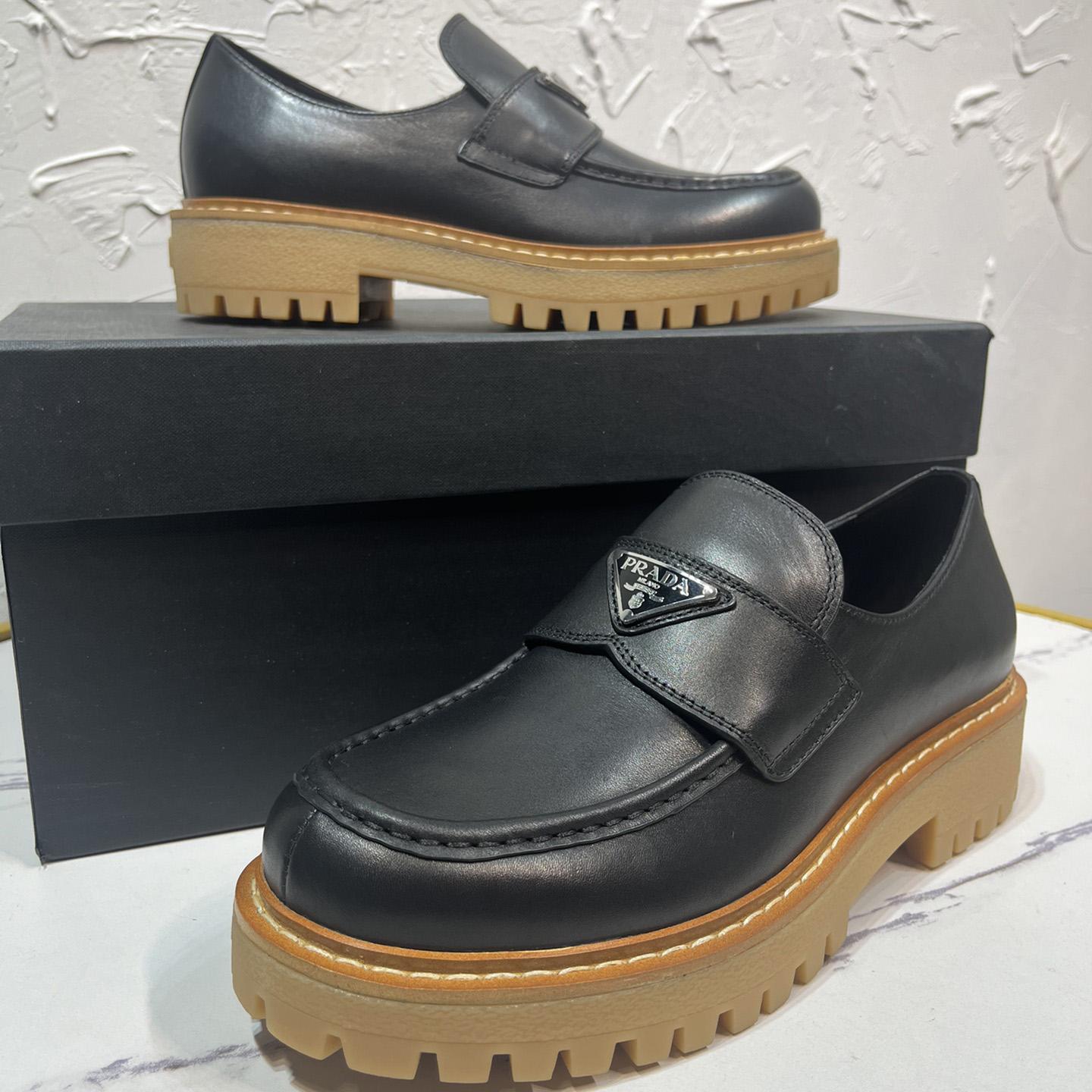 Prada Leather Loafers In Black - DesignerGu