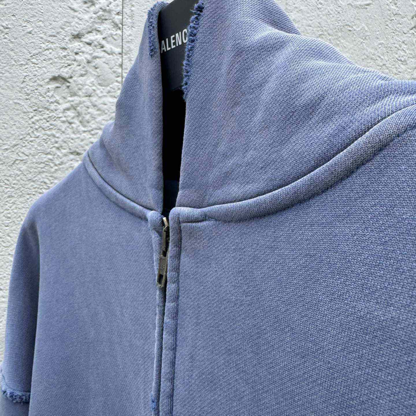 Balenciaga Burning Unity Zip-Up Hoodie Medium Fit In Light Blue - DesignerGu