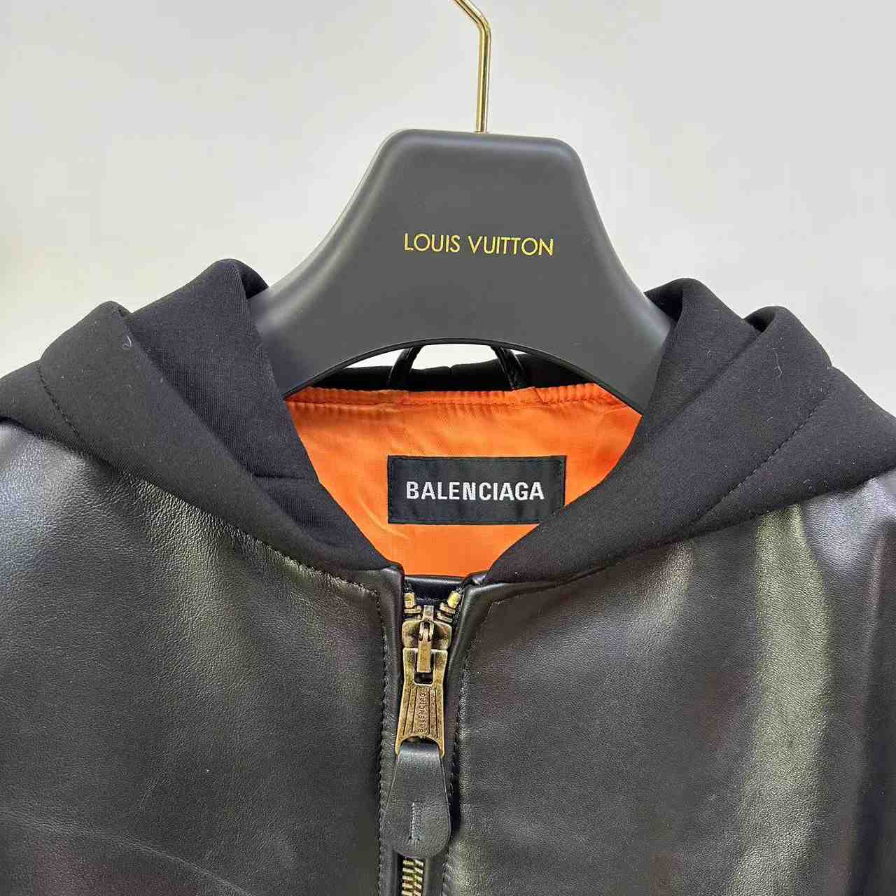 Balenciaga Leather Bomber Jacket - DesignerGu