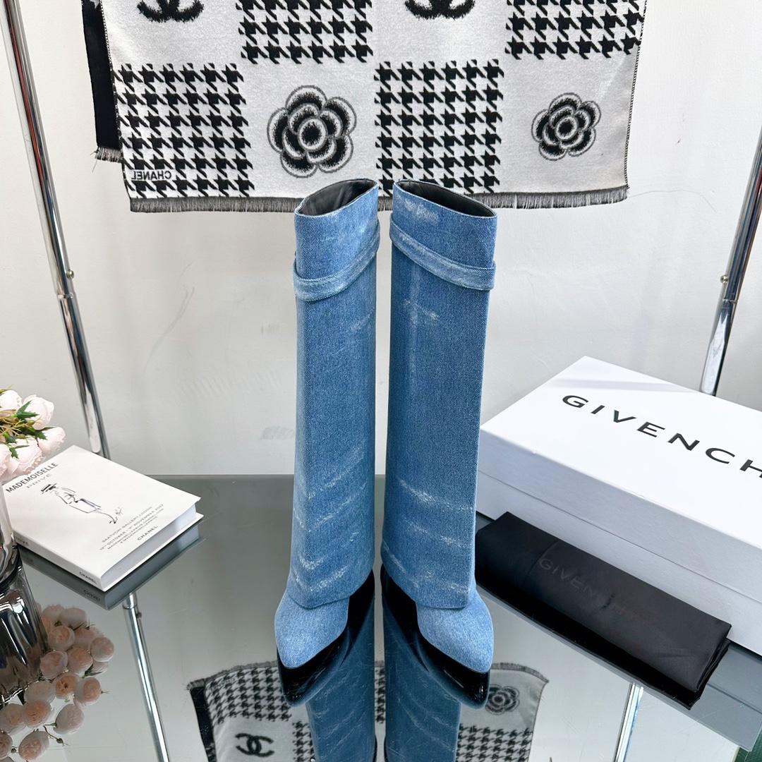 Givenchy Shark Lock Boots In Washed Denim - DesignerGu