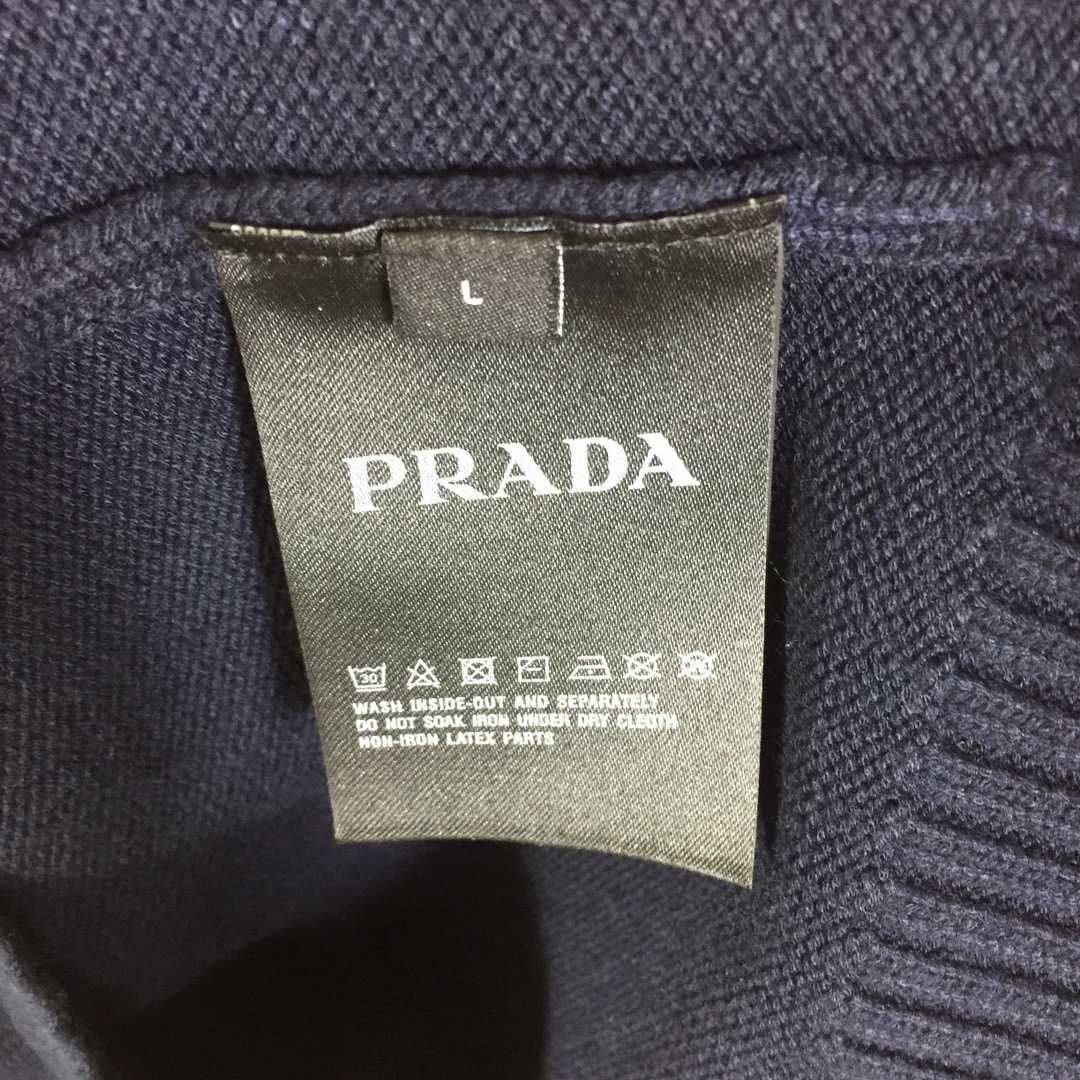 Prada Intarsia Knit Logo Zip-Up Cardigan - DesignerGu